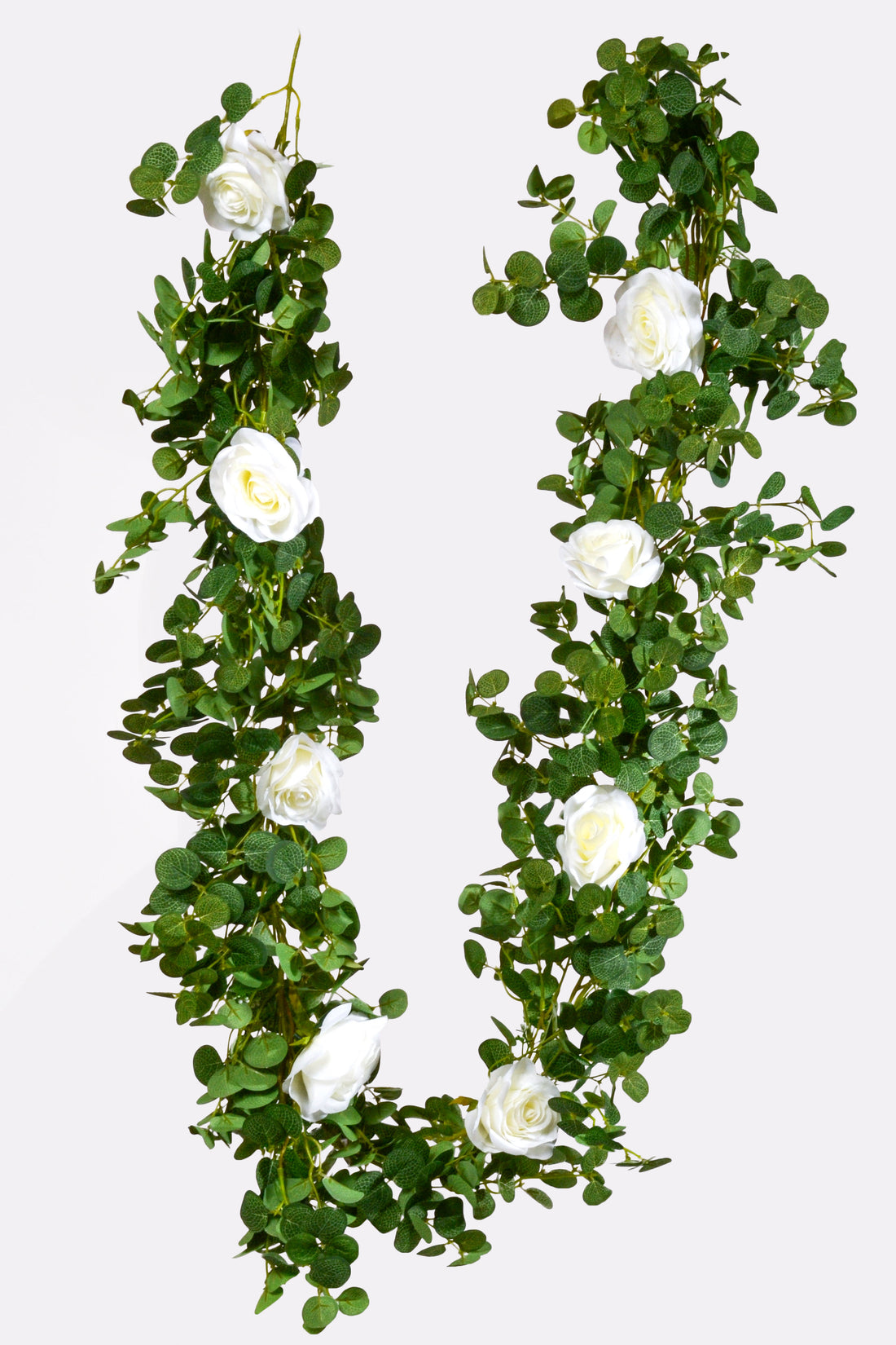 80" Eucalyptus/Rose Garland Cream