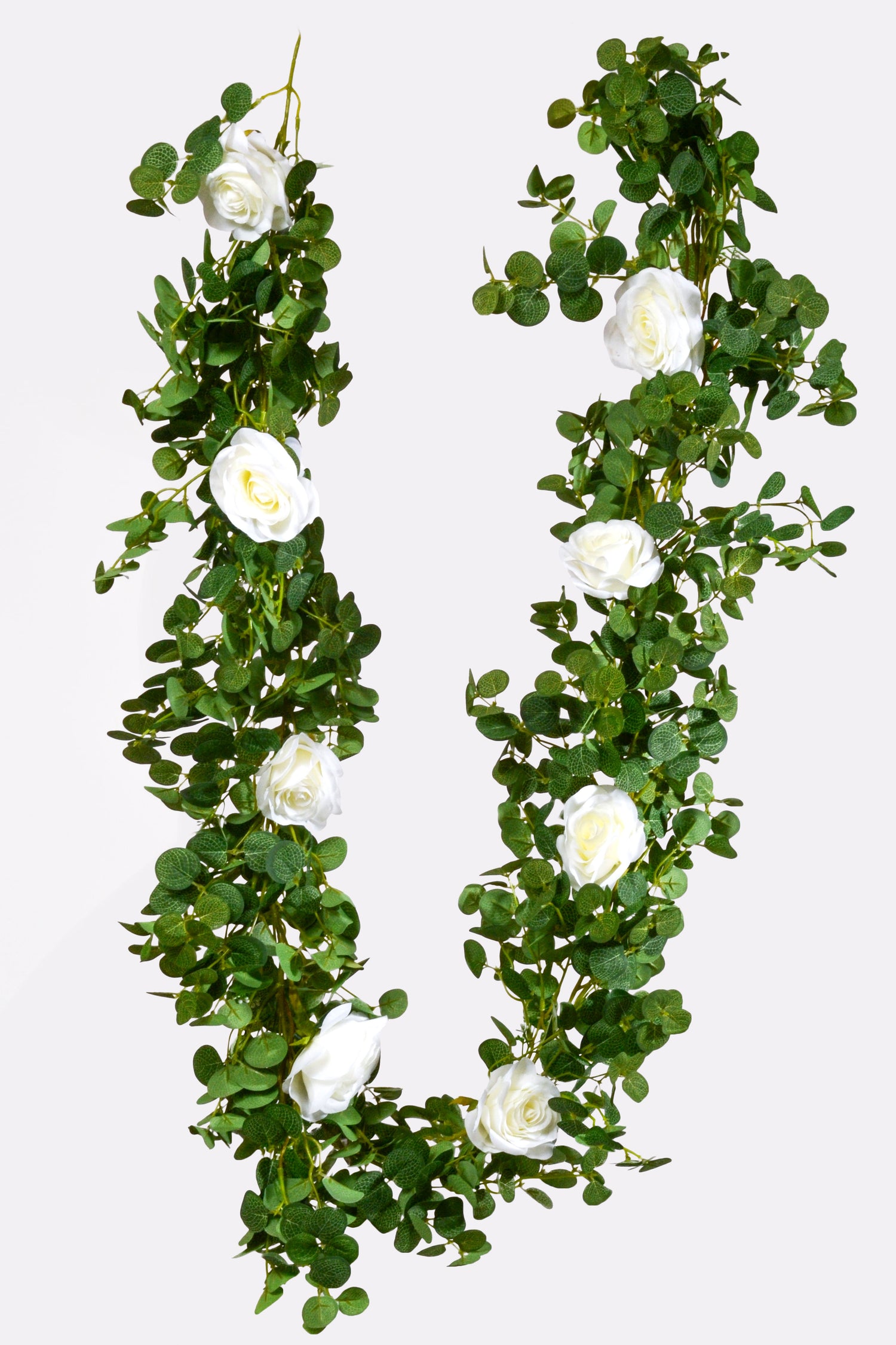 80" Eucalyptus/Rose Garland Cream