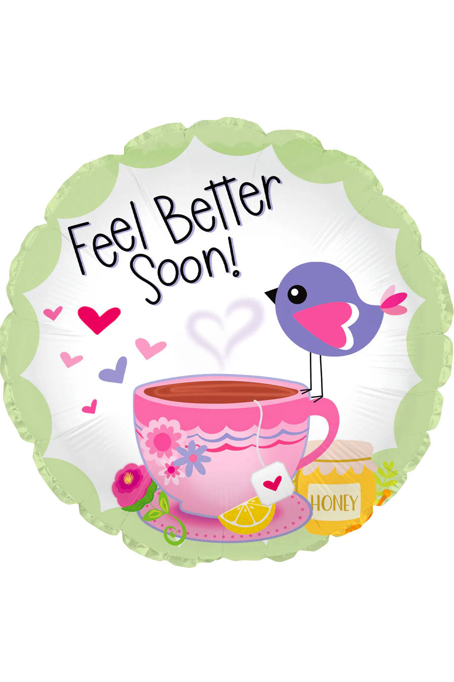 17" Feel Better Teacup Round Balloon Pkg/10