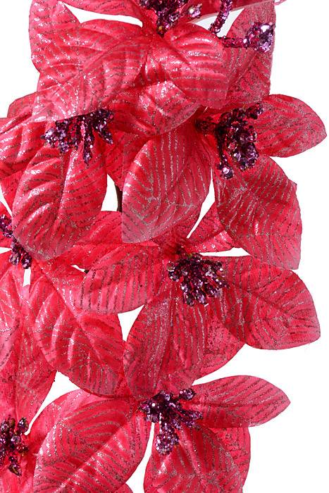 39" Glitter Poinsettia Spray Fuschia