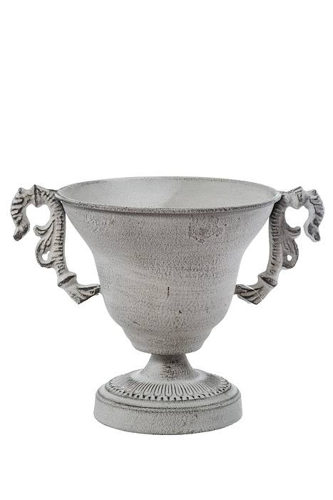 5.5" X 6" Metal Trophy Urn Vase Grey