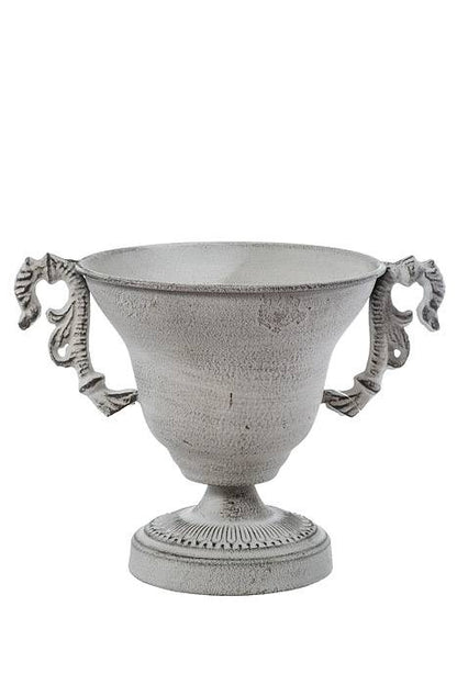 5.5" X 6" Metal Trophy Urn Vase Grey