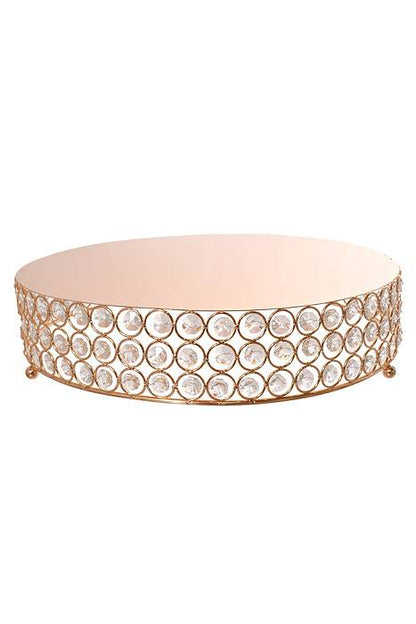 14" Metal Round Cake Stand W/Bead Gold