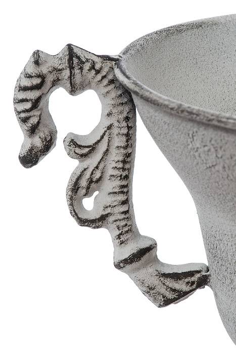 5.5" X 6" Metal Trophy Urn Vase Grey