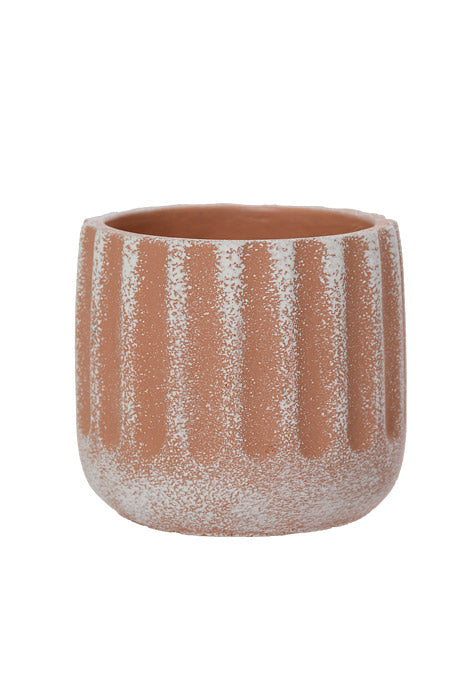 4" X 3.5" Round Pot Peach/White