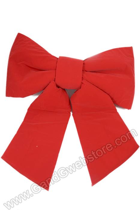 3ft Wired Outdoor Padded Velvet Bow Red