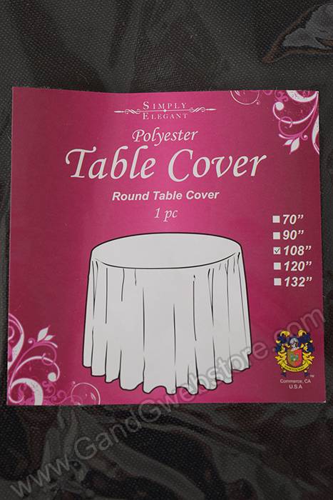 108" Round Polyester Table Cover Black