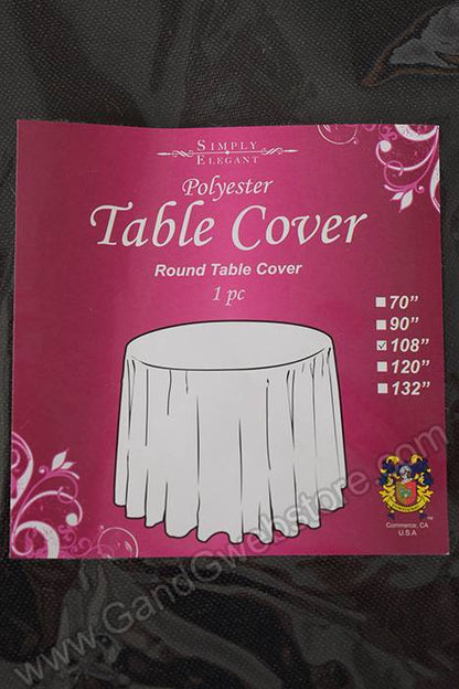 108" Round Polyester Table Cover Black