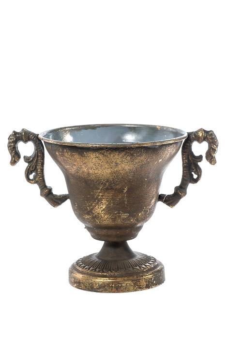 5.5" X 6" Metal Trophy Urn Vase Gold