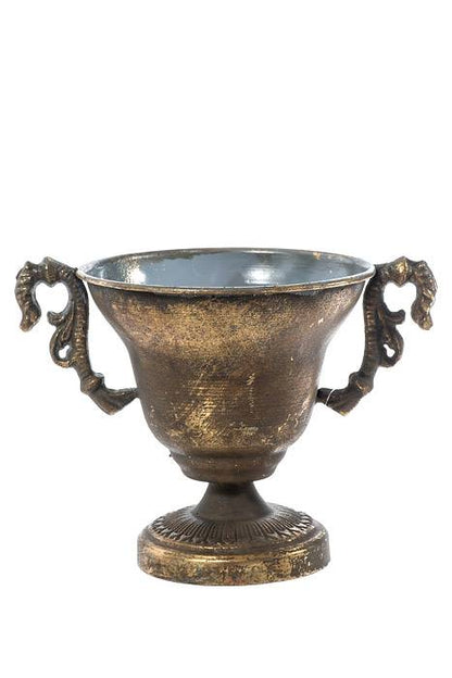5.5" X 6" Metal Trophy Urn Vase Gold