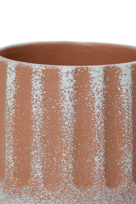 4" X 3.5" Round Pot Peach/White