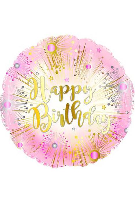 17" Happy Birthday Rose Gold. Pkg/10