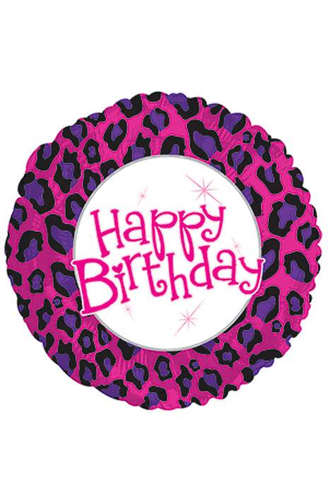 18" Round Happy Birthday Animal Print Pkg/10
