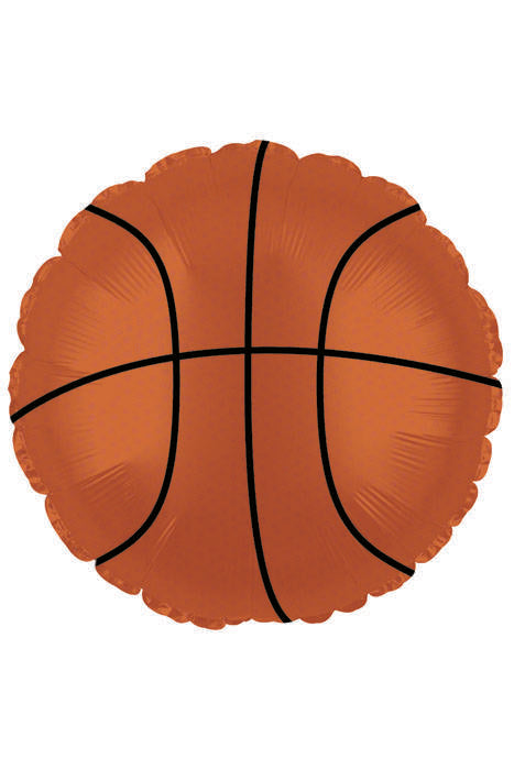 18" Basketball Foil Balloon Orange Pkg/10
