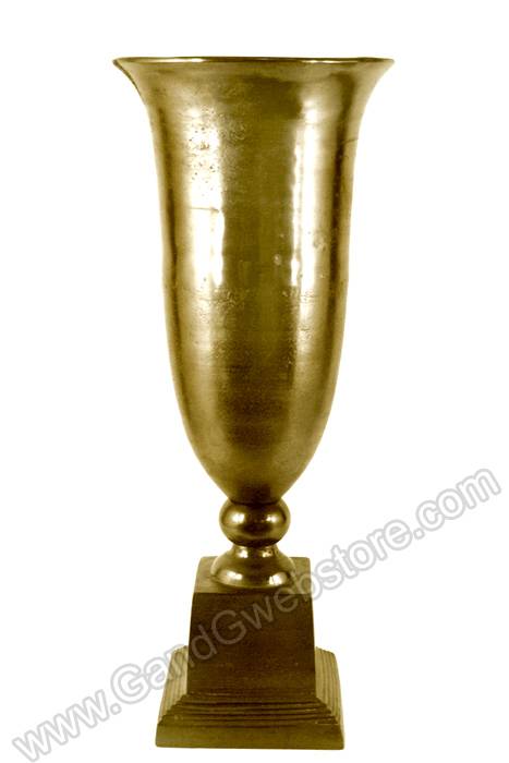 9" X 24" Aluminum Pedestal Vase Gold