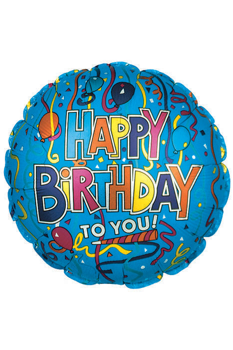 18" Happy Birthday Foil Balloon Blue/multicolor Pkg/10