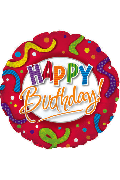 18" Happy Birthday Red Confetti Pkg/10