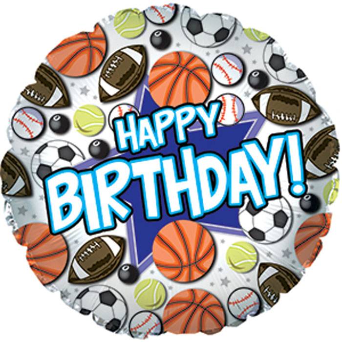18" Balloon Happy Birthday Sports Pkg/10