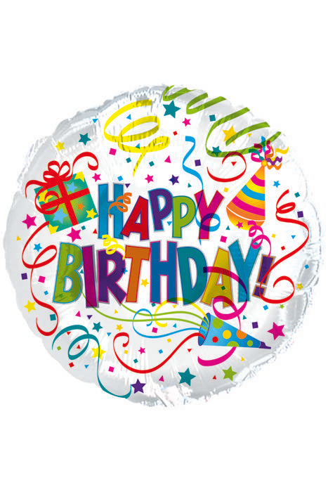 18" Round Foil Birthday "party Horns" Pkg/10