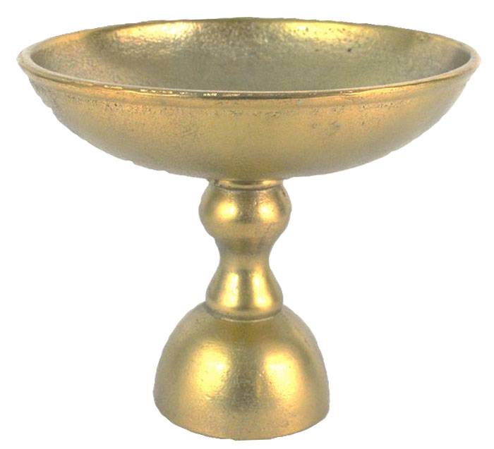 9" X 8.5" Aluminum Pedestal Bowl W/gold Finish