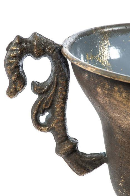 5.5" X 6" Metal Trophy Urn Vase Gold