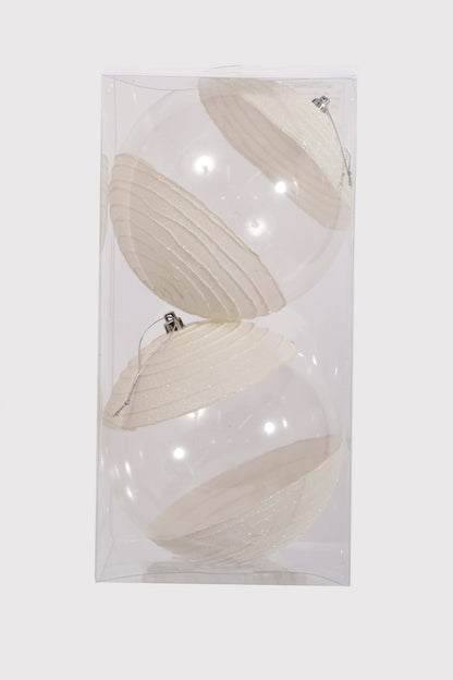 150MM Ornament Ball W/Glitter Bx/2 White/Clear