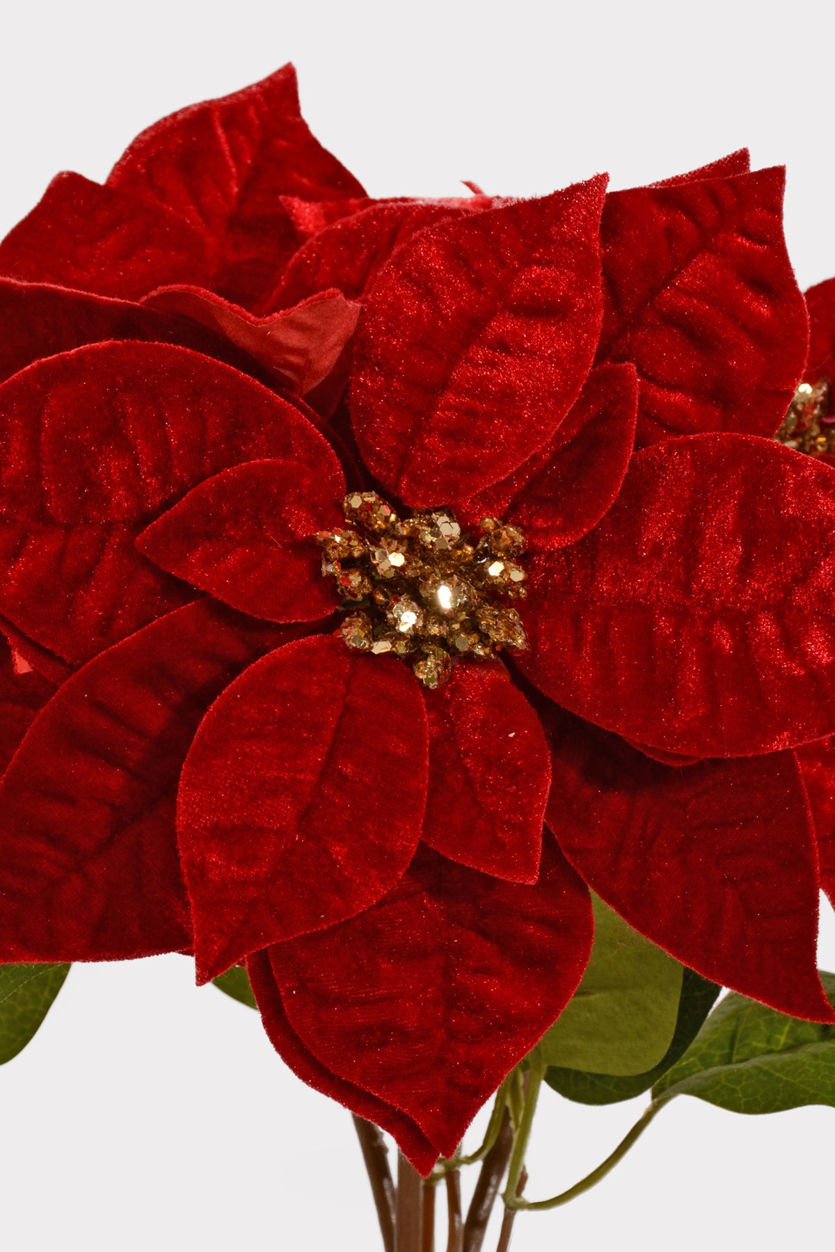 26" Velvet Poinsettia Bundle Red
