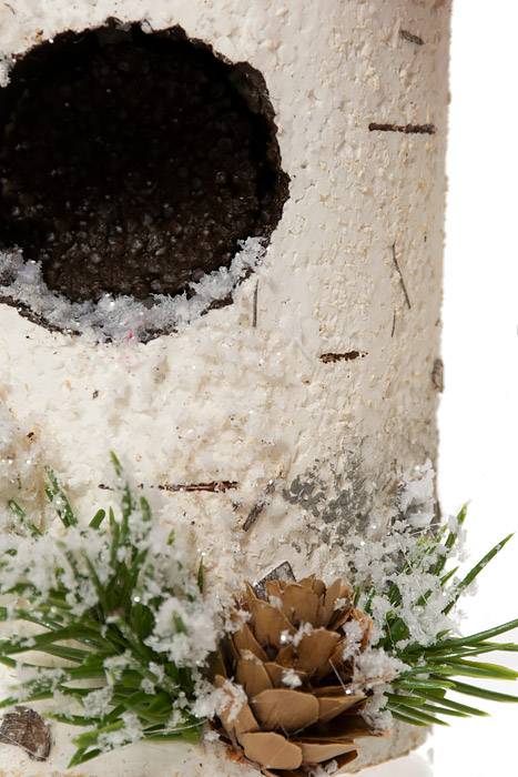 6" Faux Birch Log Birdhouse Ornament Natural Frosted