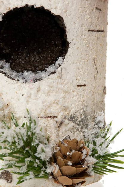 6" Faux Birch Log Birdhouse Ornament Natural Frosted