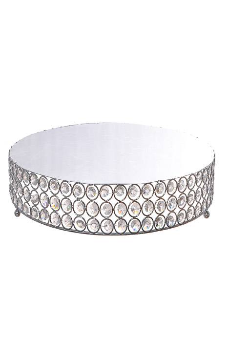 12" Metal Round Cake Stand W/Bead Silver