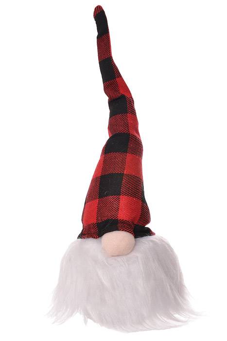 14" Santa Gnome Checkered Hat Red/Black/White
