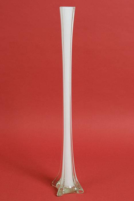 24" Eiffel Tower Glass Vase White