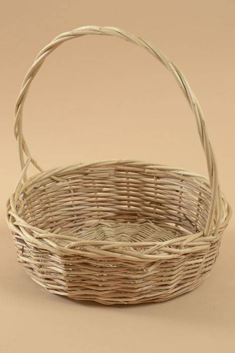 13.5" X 14" Round Willow Basket W/handle Natural