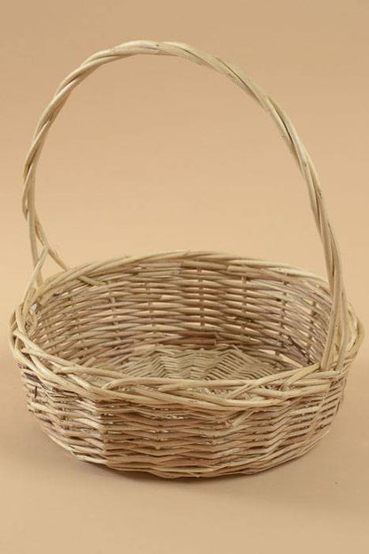 13.5" X 14" Round Willow Basket W/handle Natural
