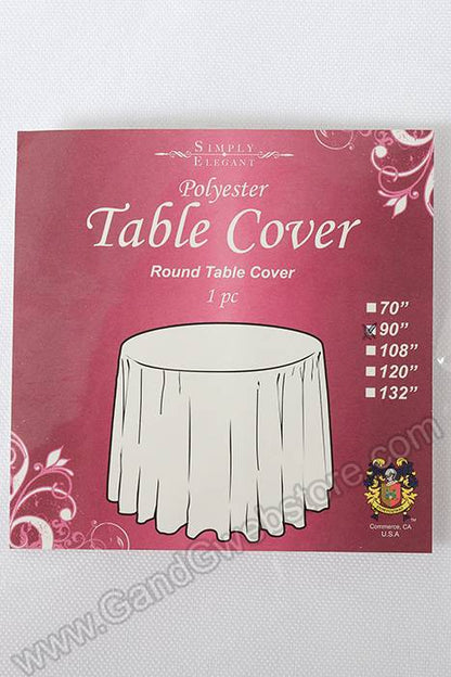 90" Round Polyester Table Cover White