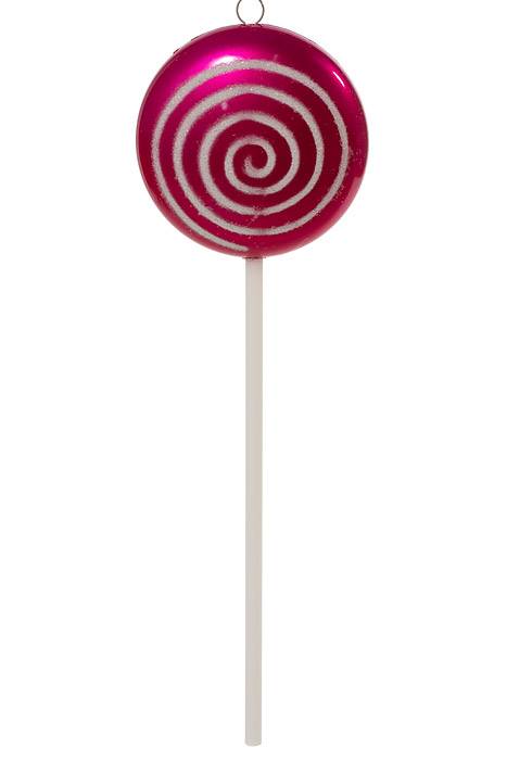 10.5&quot; Plastic Lollipop W/glitter Fuchsia