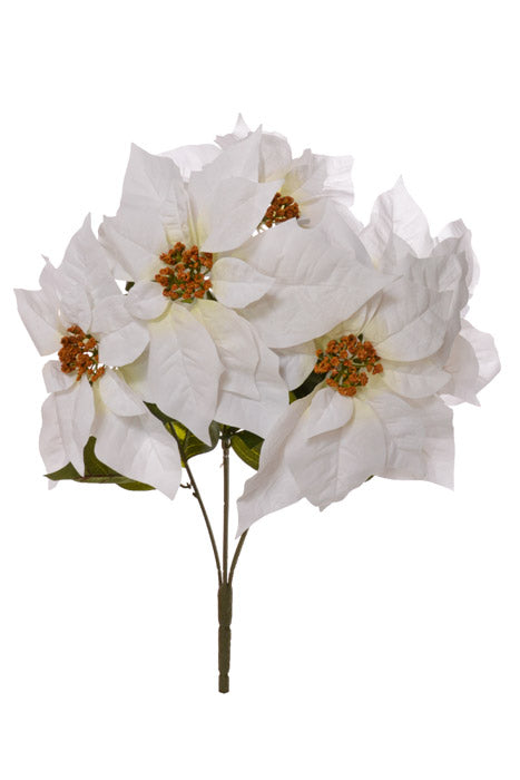 20" Silk Poinsettia Bush (White)