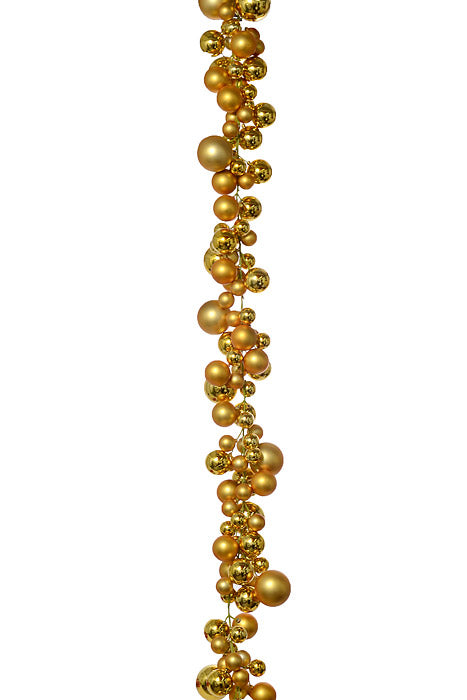 6Ft Shiny Matte Ball Garland Gold