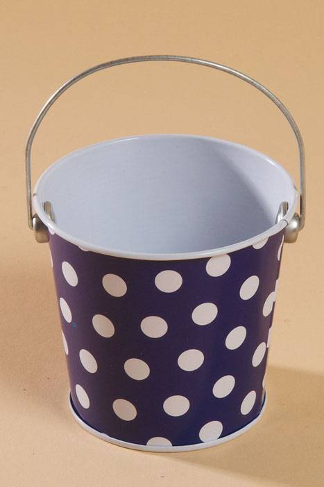 3" X 3.25" Metal Bucket W/dots Royal