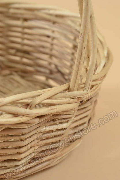 13.5" X 14" Round Willow Basket W/handle Natural