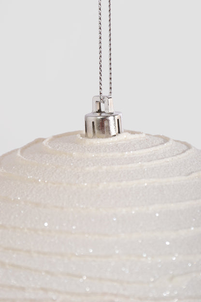 150MM Ornament Ball W/Glitter Bx/2 White/Clear