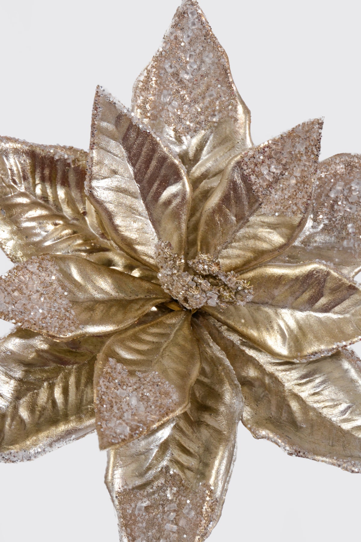 25" Plastic Poinsettia Stem Antique Gold
