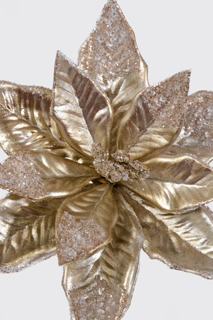 25" Plastic Poinsettia Stem Antique Gold