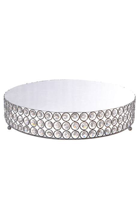 14" Metal Round Cake Stand W/Bead Silver