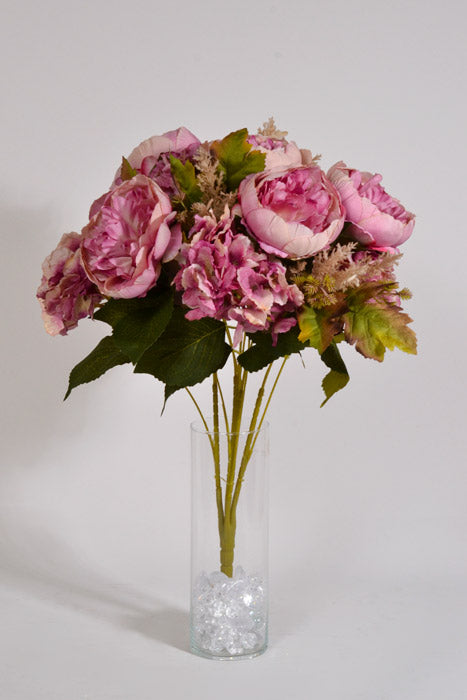 23" Silk Peony Hydrangea Bush Lavender