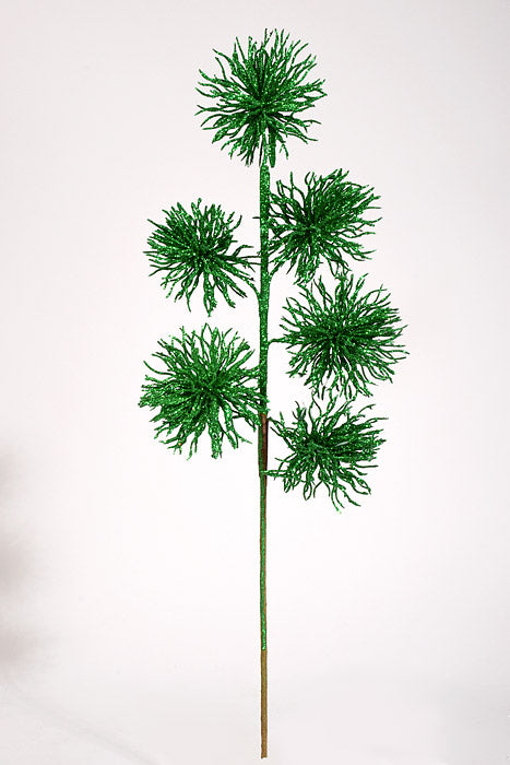 22" Glitter Thistle Stem Green