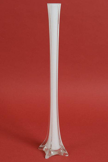 20" Eiffel Tower Glass Vase White