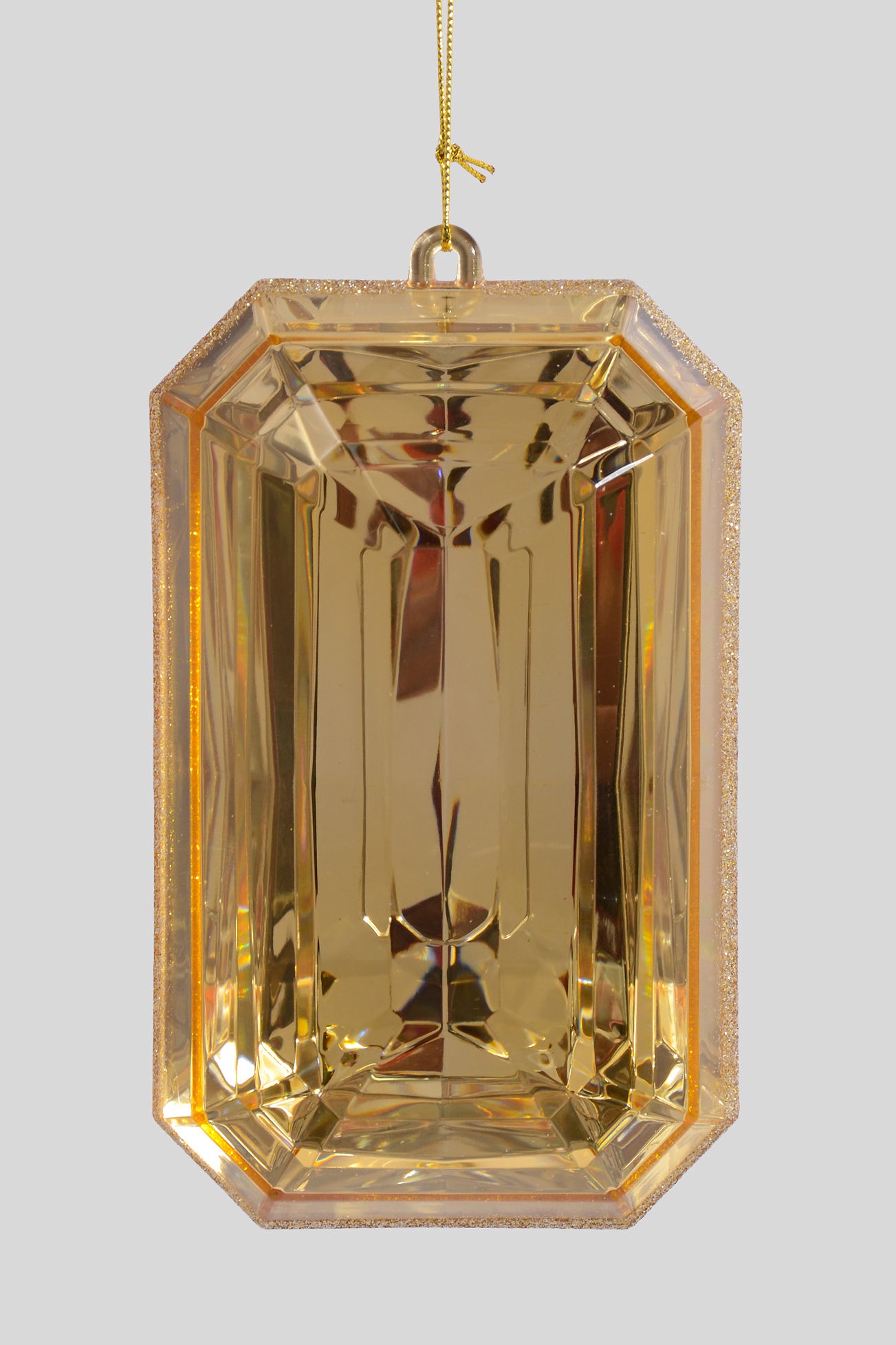 4.75" x 8" Rectangle Jewel Box Ornament W/Glitter Champagne