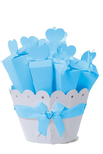 Cones X10 W/ribbon In Round Stand W/crystal Blue 5/sets