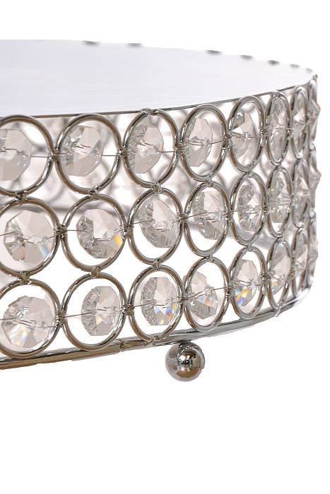 14" Metal Round Cake Stand W/Bead Silver